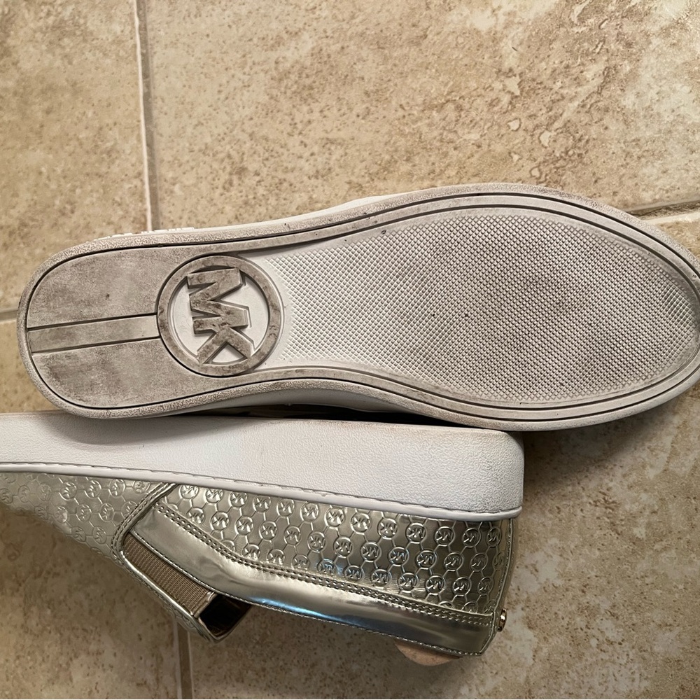 Michael Kors Metallic Gold Embossed Slip on Shoes - Picture 5 of 6